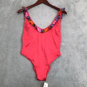 LE FOGLIE MARE Sexy Low Back Ruffled One Piece Swim suit size 8/10 New